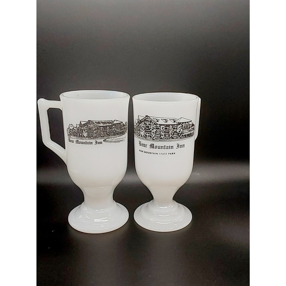 Set of 3 Vintage Bear Inn Mountain Milk Mugs